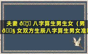 夫妻 🦆 八字算生男生女（男 🐧 女双方生辰八字算生男女准吗）